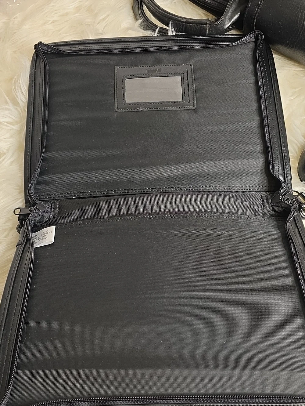 Think Pad Black Leather Laptop Messenger Bag Adjustable Strap Fits Ipad/tablet